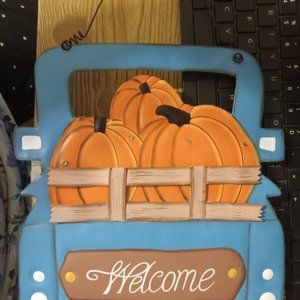 Fox River blue metal truck decor, "Welcome", 8.5 X 10, includes batteries